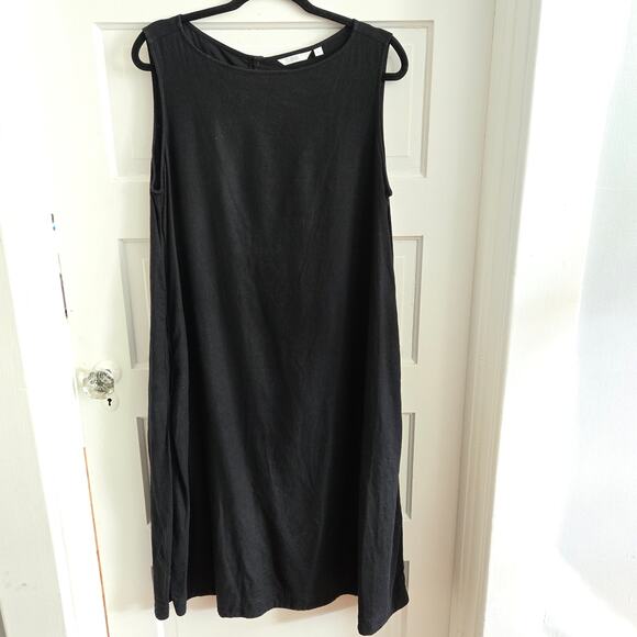 Uniqlo Dresses & Skirts - Uniqlo Black Sleeveless Linen Blend Midi Dress Size L EUC